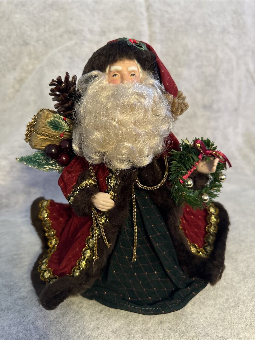 Vintage Santa Figurine Christmas Tree Topper Made In Taiwan 10in Stunning
